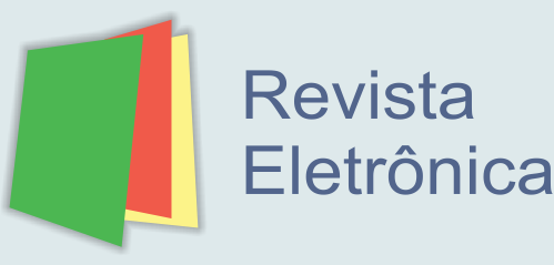 3 cartões, em verde, vermelho e amarelo. Texto "Revista Eletrônica".